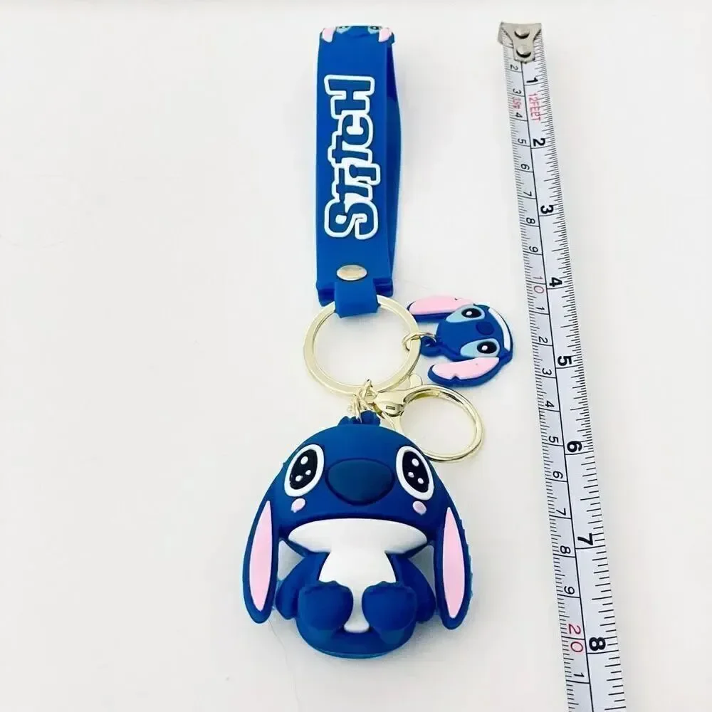 NWT Disney We love Stitch on Moped Blue Wristlet Key holder Keyring Keychain